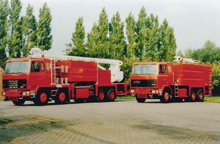 Image of two special FTF fire trucks for Egypt