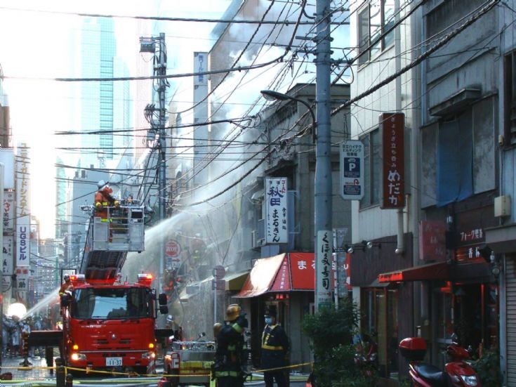 Tokyo Fire Department attending a fire