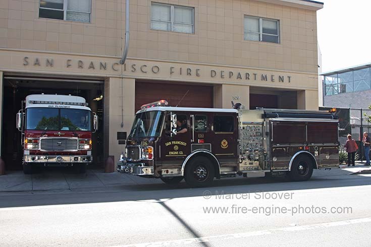 SFFD Hazmat and pump in front of Fire station