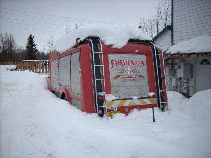 Rear of Danish Mercedes L-series in Alaska