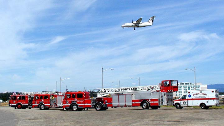 Portland FD on stand by emergency landing plane