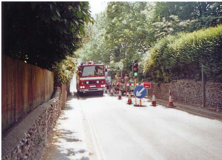 Dennis fire engine Kent out on a shout