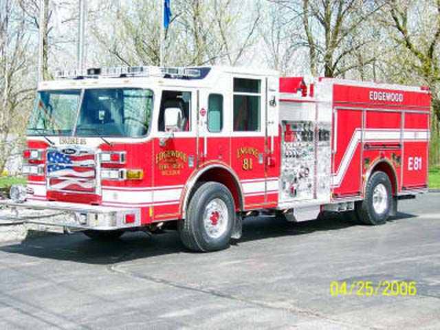Pierce pumper.E81 Edgewood Fire Department