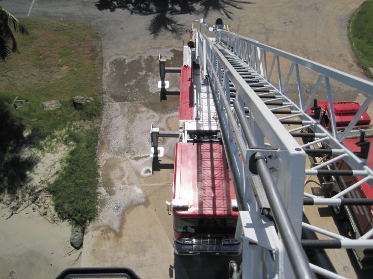Going up - Rosenbauer 85 aerial USVI