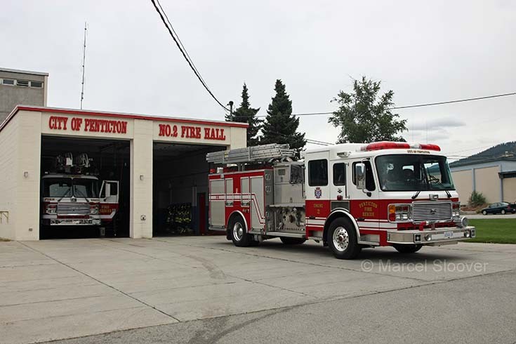 Engine 2 and Ladder at Fire hall 2