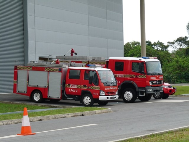 Fire appliances on standby at BRIDEX 2011