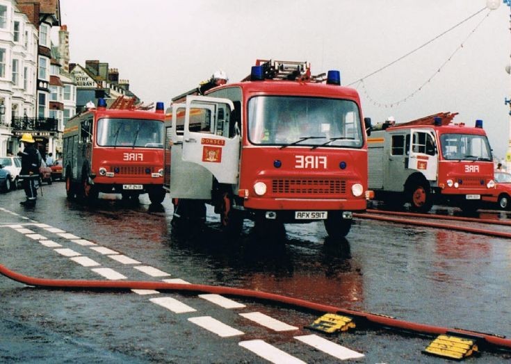 Bedford appliances of Dorset Fire Brigade.