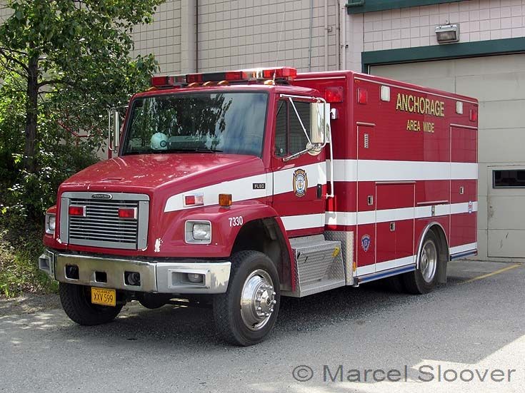 Anchorage Fire dept Freightliner FL60 left