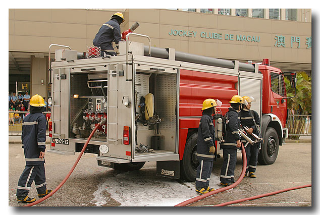Macau firefigters at work