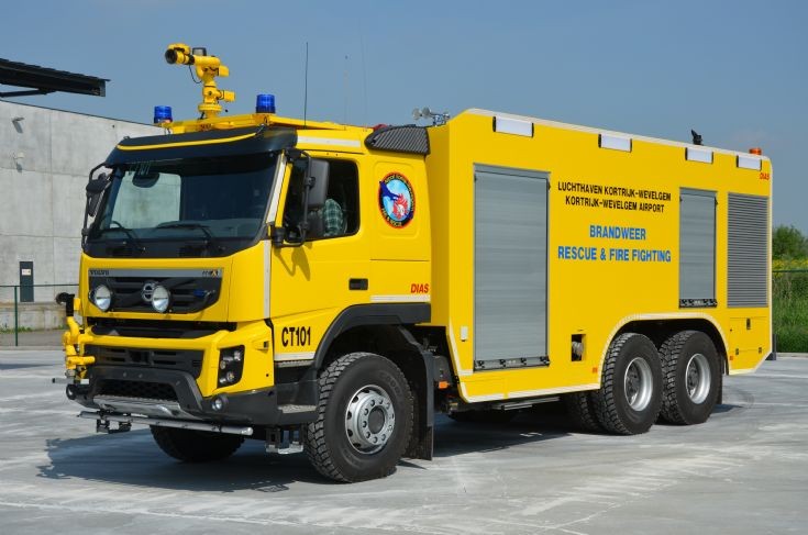 Crashtruck Volvo airport Kortrijk-Wevelgem