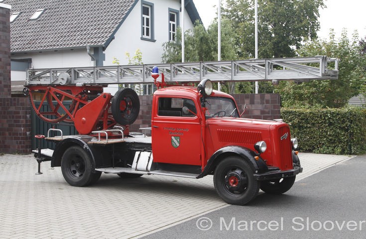 Ancien Camion De Pompiers Gescha Des Années 1950 En étain – Modèle Opel Blitz Pour Collectionneur