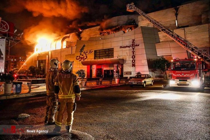 Aerials during a multiple alarms fire, Tehran