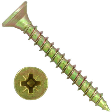thumbnail image 2 of Timco 6mm X 200mm Pozi Countersunk Wood Screws – Yellow Zinc, Metric, Sharp Point (Multi-Pack Sizes) 2 of 5
