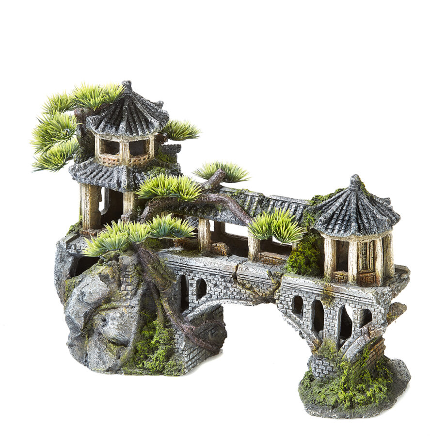 Classic Asian Temple On Bridge With Plants Maidenhead Aquatics