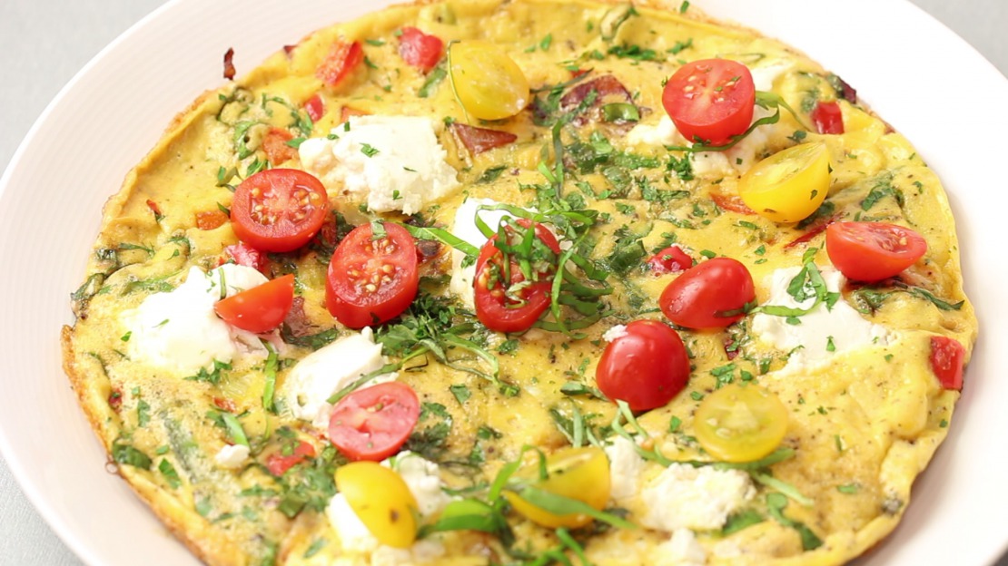 Frittata with Fresh Veggies and Goat Cheese - Low Carb Recipes by Foodabi