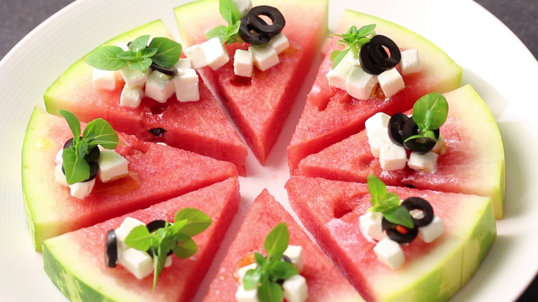 Watermelon, Olive and Feta Salad - Low Carb Recipes by Foodabi