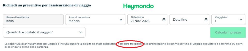 Annullamento viaggio entro 3 giorni dall'acquisto