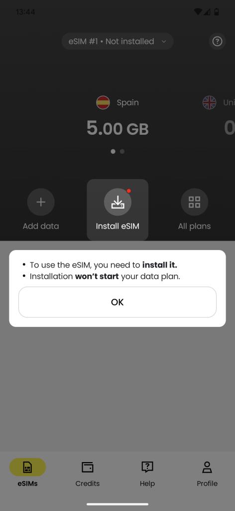 Installa la eSIM