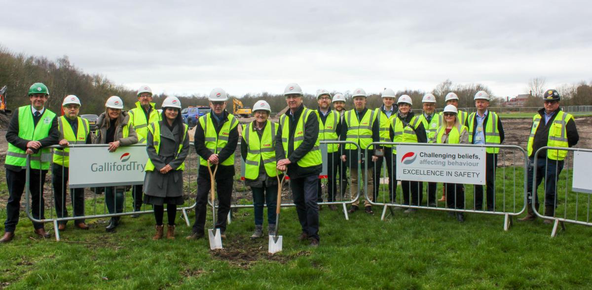 Stakeholders across the partnership break ground at one of two Wigan community hub sites