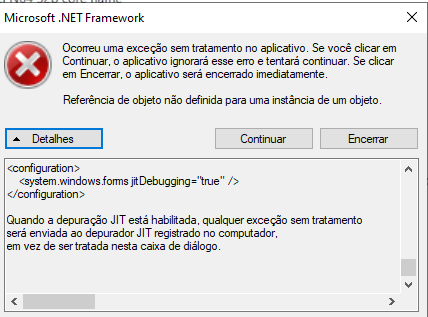 Erro ARRM sobre depuração JIT.png