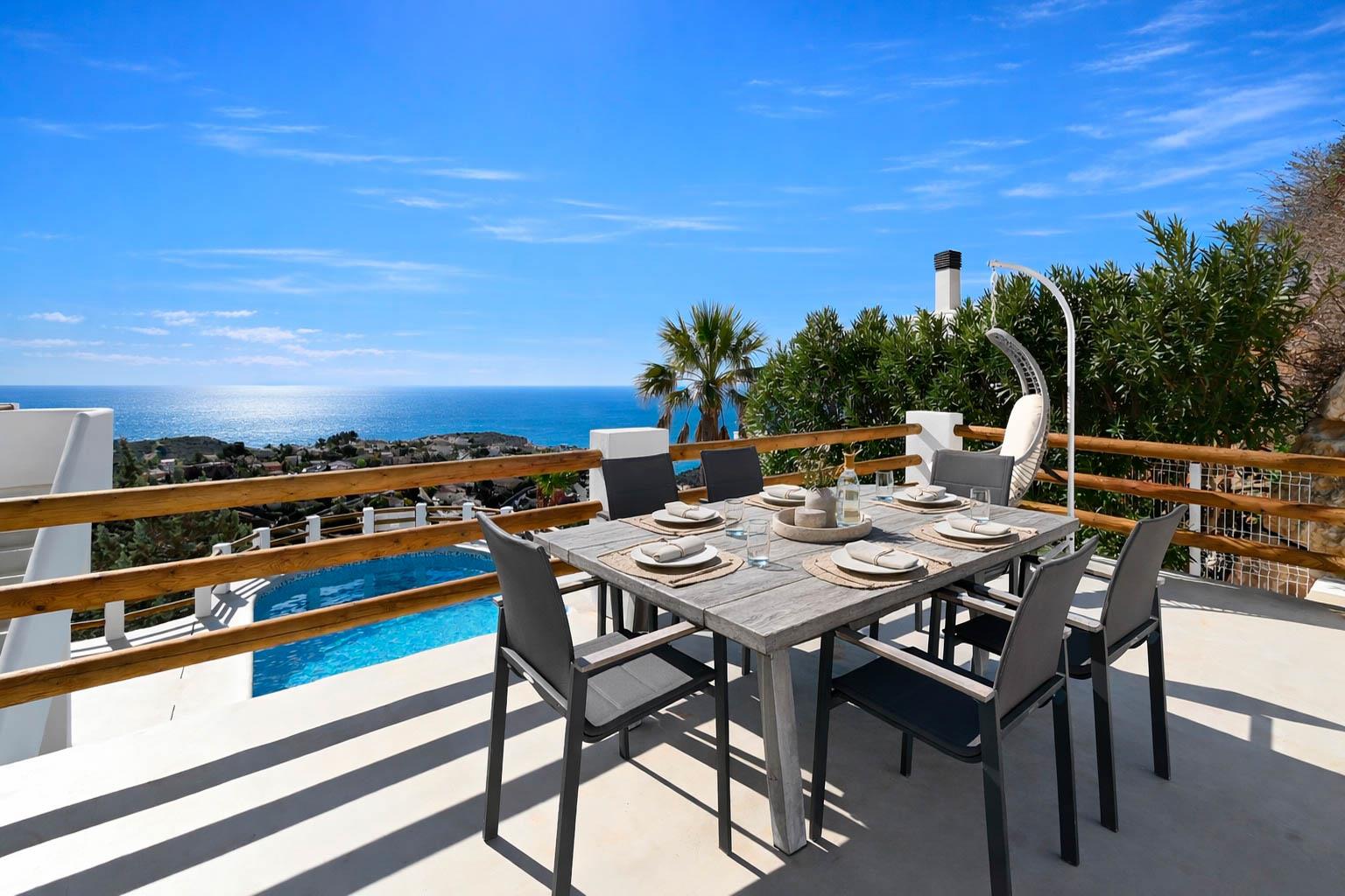 Outdoor terrace and garden at Dalias in Spain