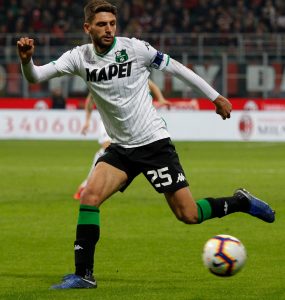 Gara Di Seria A Tra Milan E Sassuolo Allo Stadio San Siro Di Milano. Domenico Berardi Del Sassuolo In Azione 1