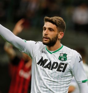 Gara Di Seria A Tra Milan E Sassuolo Allo Stadio San Siro Di Milano. Domenico Berardi Del Sassuolo In Azione