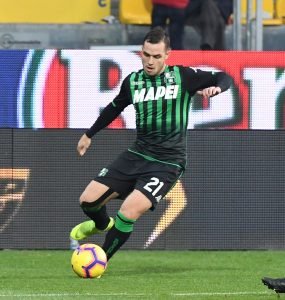 Frosinone Gara Di Serie A Tra Frosinone E Sassuolo Allo Stadio Benito Stirpe. Pol Lirola Del Sassuolo In Azione