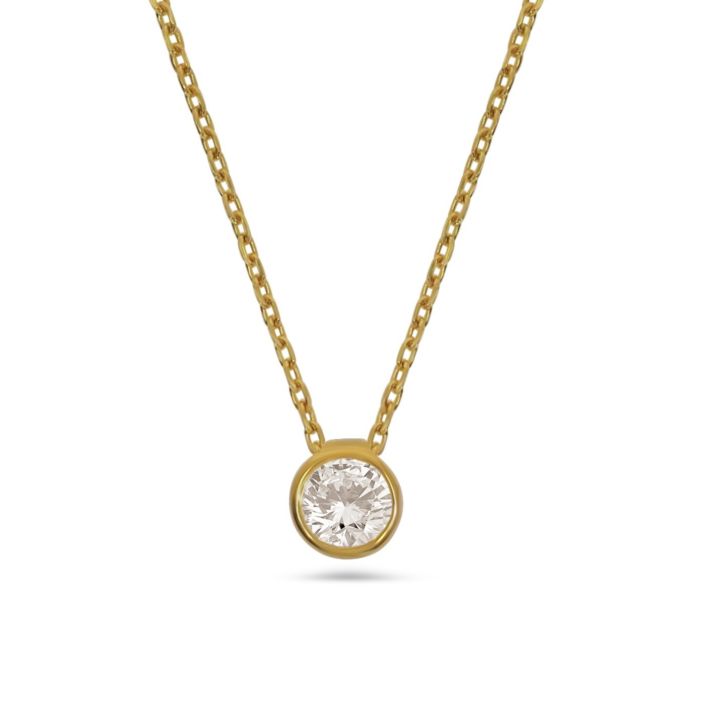 Round Diamond Pendant Rim Set In 18 Yg 0 50 0 70Ct Edited