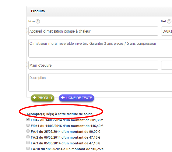 acompte direct