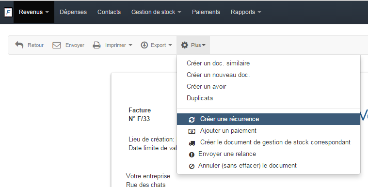 facture récurrente
