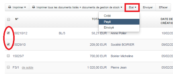 Suivi Factures Etat Plusieurs Factures 