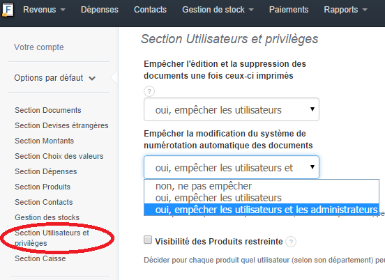 empêcher la modification des numéros des factures