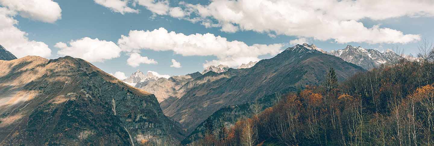 Nature scenic of caucasus mountains trekking trails in georgia.