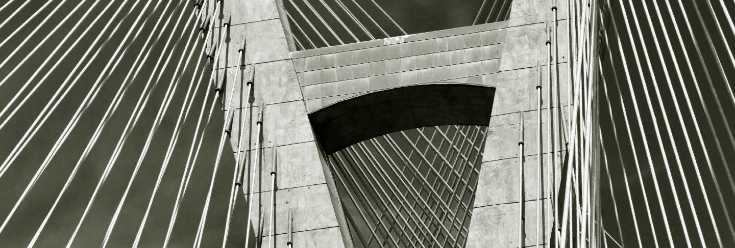 Closeup of cable of stayed bridge