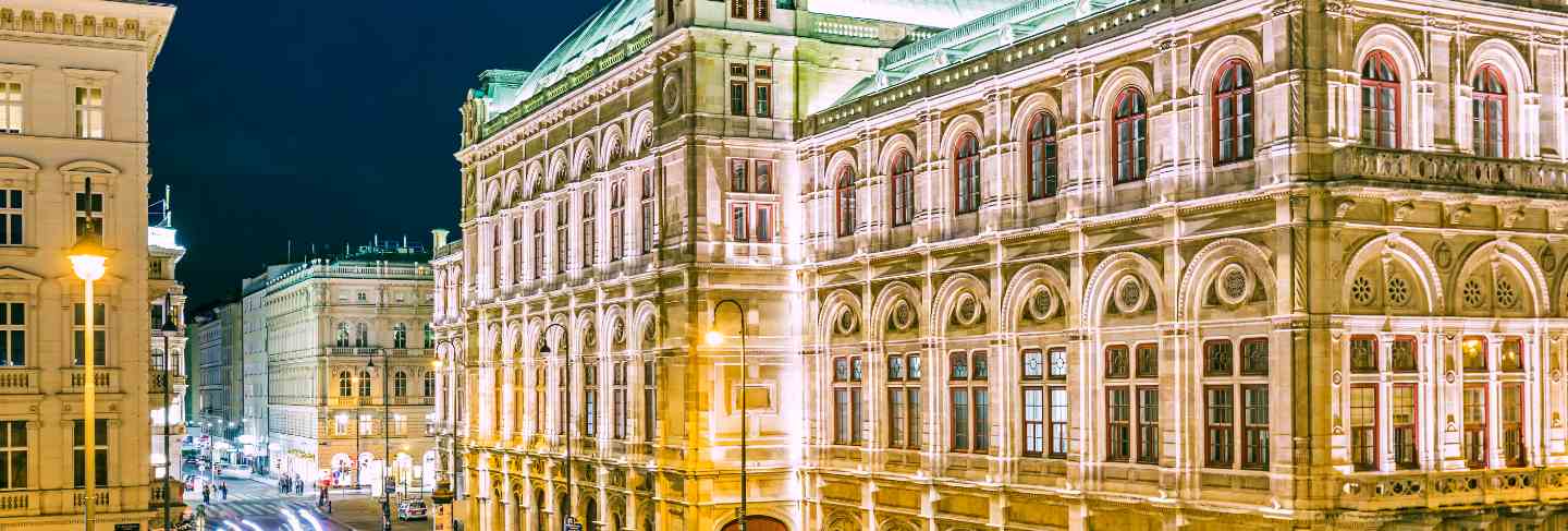 Opera house in vienna at night, austria
