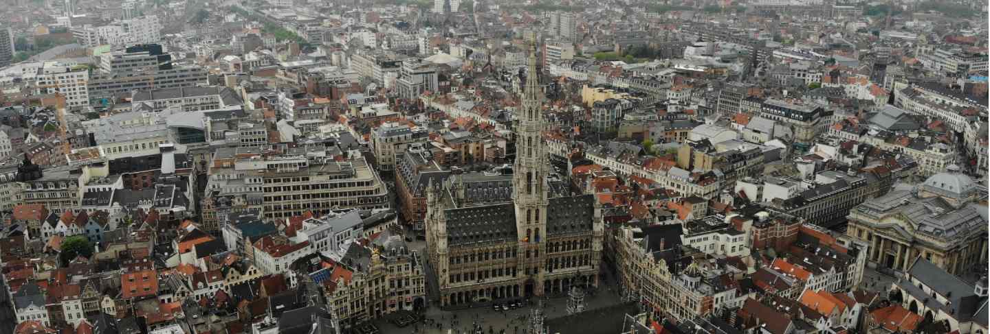 Amazing view from above. the capital of belgium. great brussels. very historical and touristic place. must see. view from drone. main square