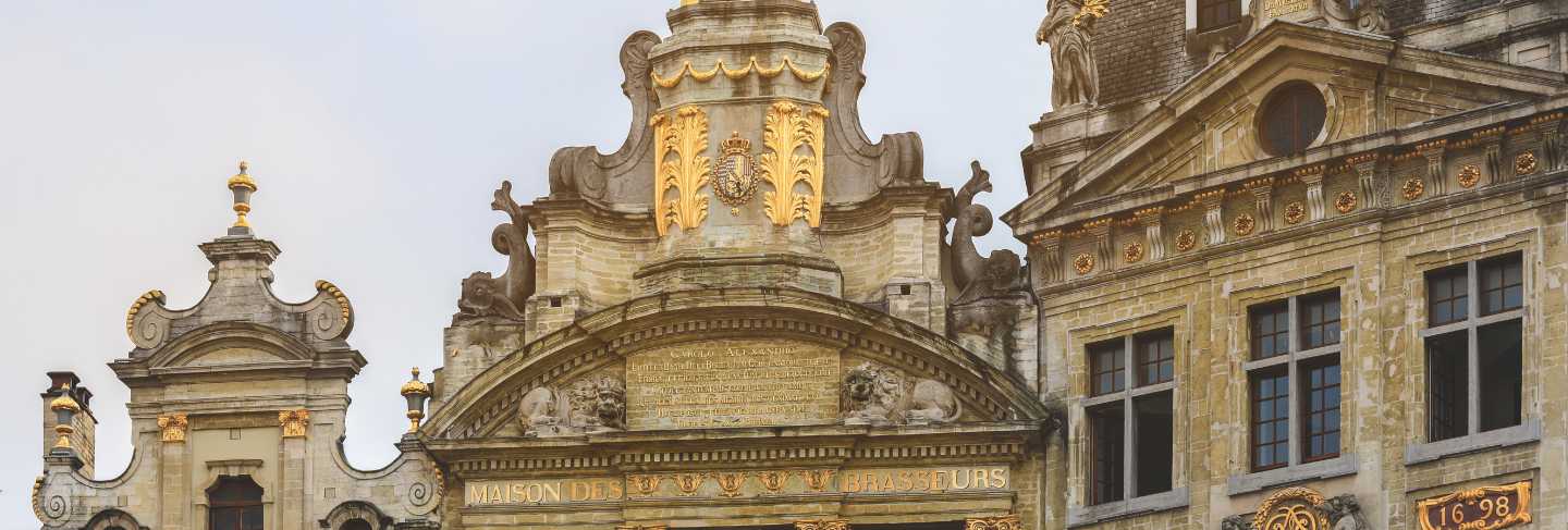 Renaissance roofs of historical buildings on grand place in brussel, belgium
