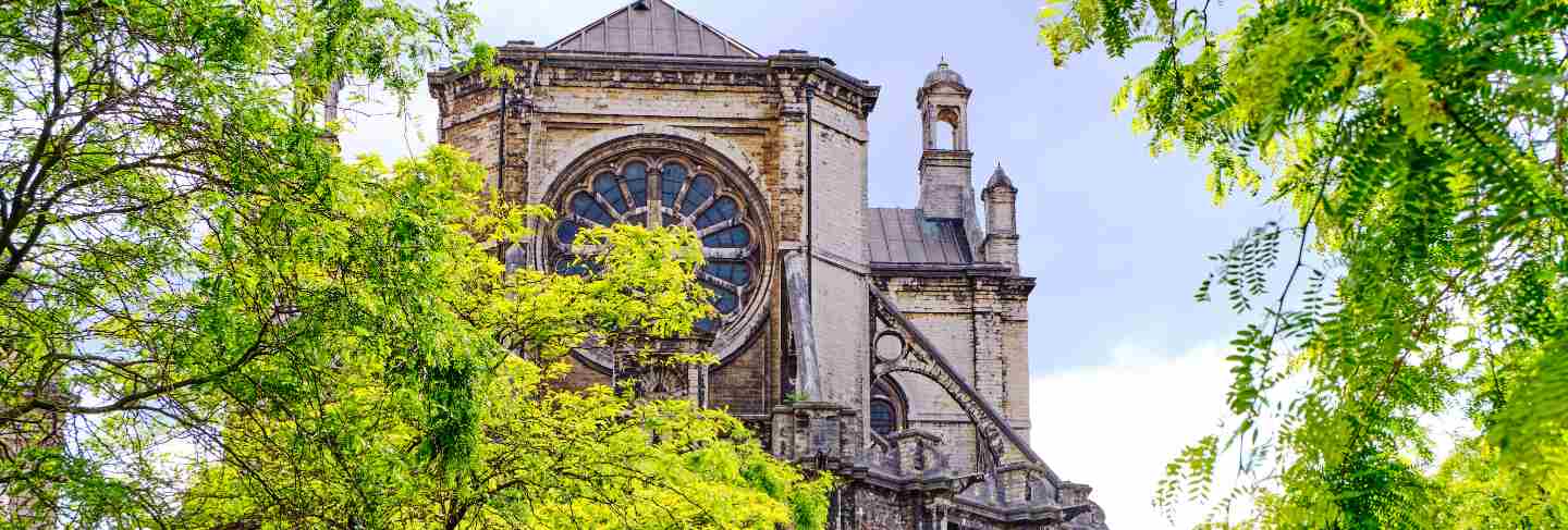 Facade of saint catherine church in brussels, belgium