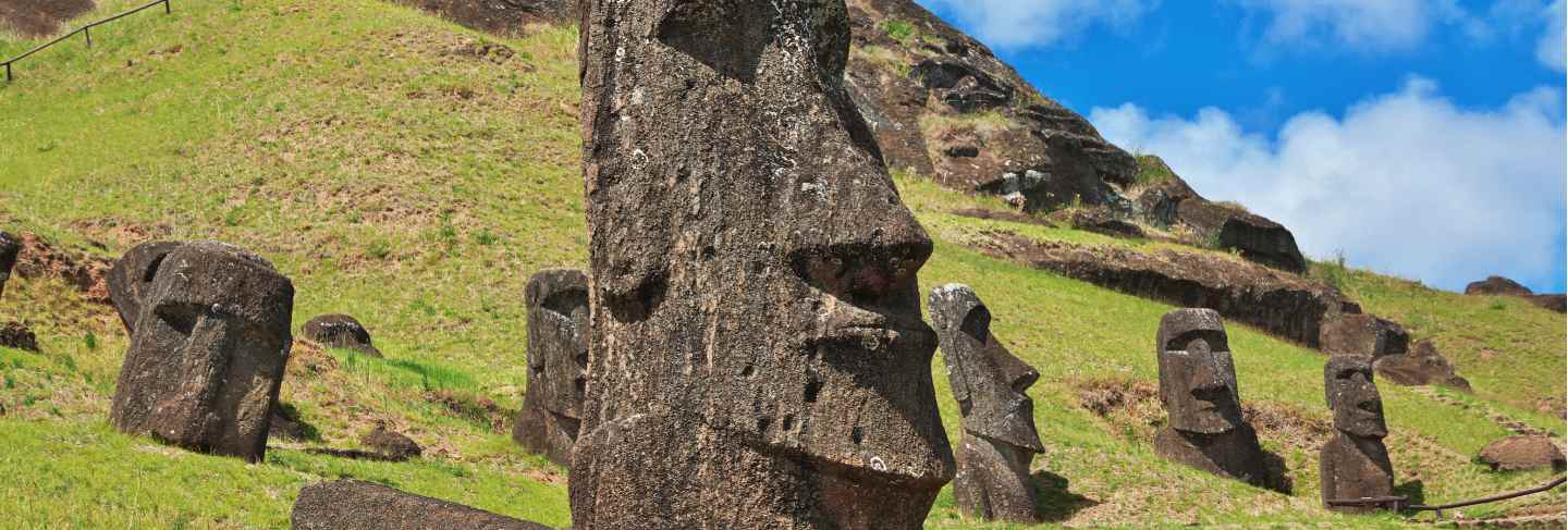 Rapa nui. the statue moai in rano raraku on easter island, chile