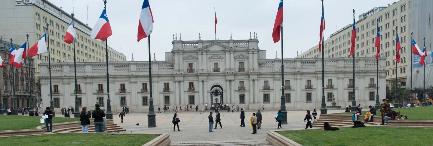 Facade of the la moneda palace, santiago, santiago metropolitan region, chile