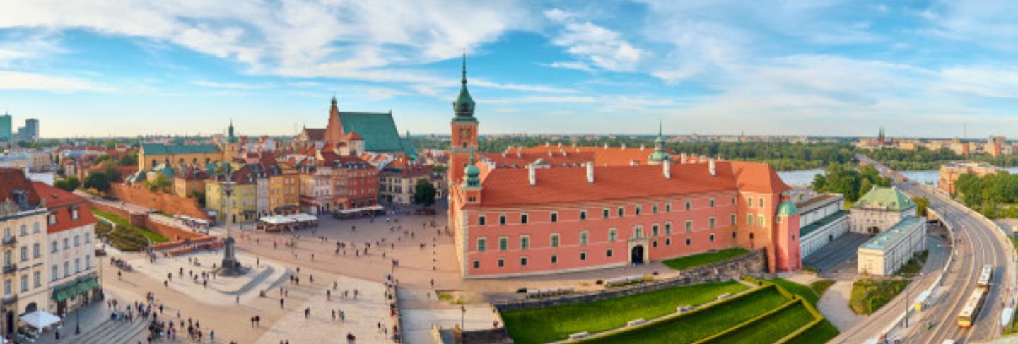 Aerial view of old town in warsaw, poland