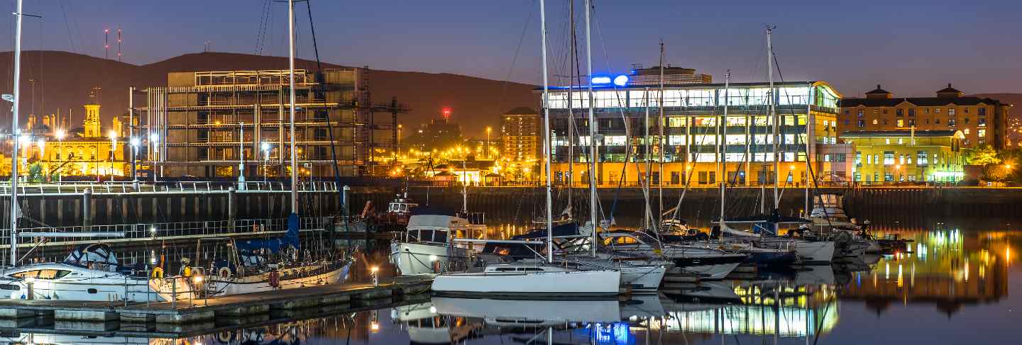 Belfast city at night, northern ireland, uk