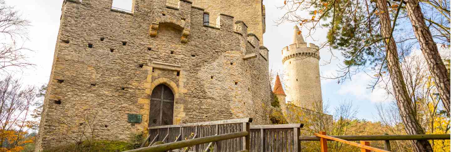 Medieval castle kokorin in north bohemia in autumn