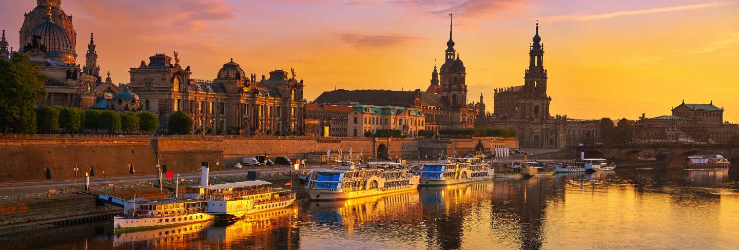 Dresden skyline and elbe river in saxony germany