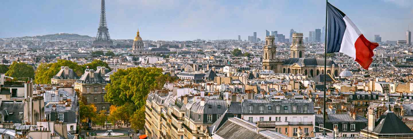 Panoramic view of paris from the top of pantheon in paris, france