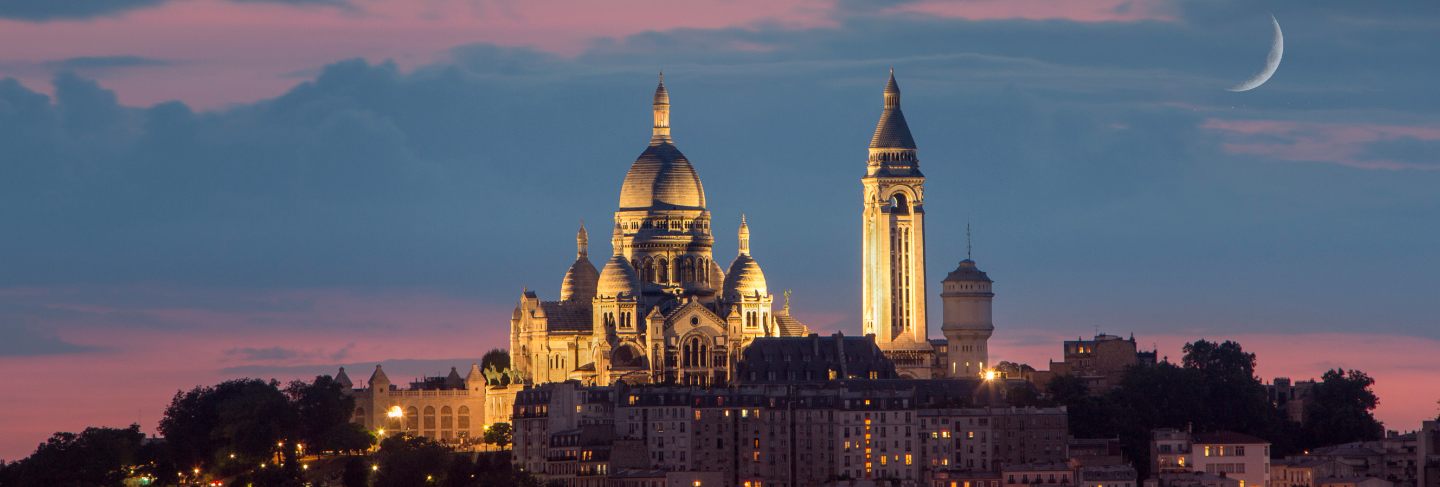 Basilica of sacre coeur at night, paris, france
