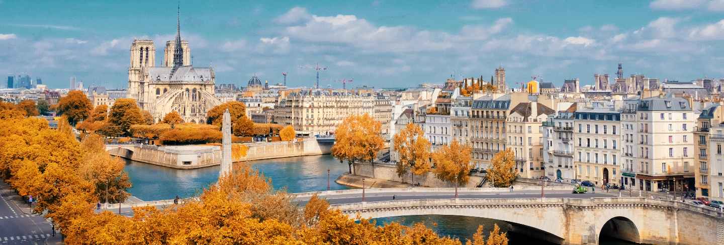 Notre-dame cathedral in paris in autumn