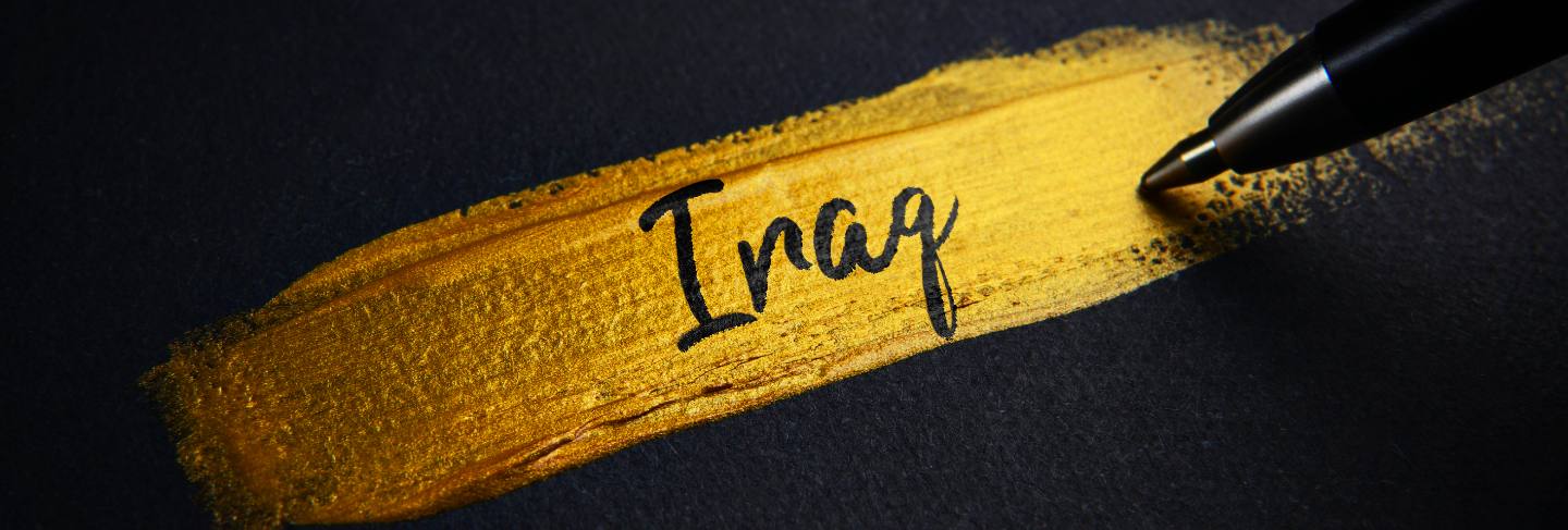 Handwriting text on golden paint brush stroke