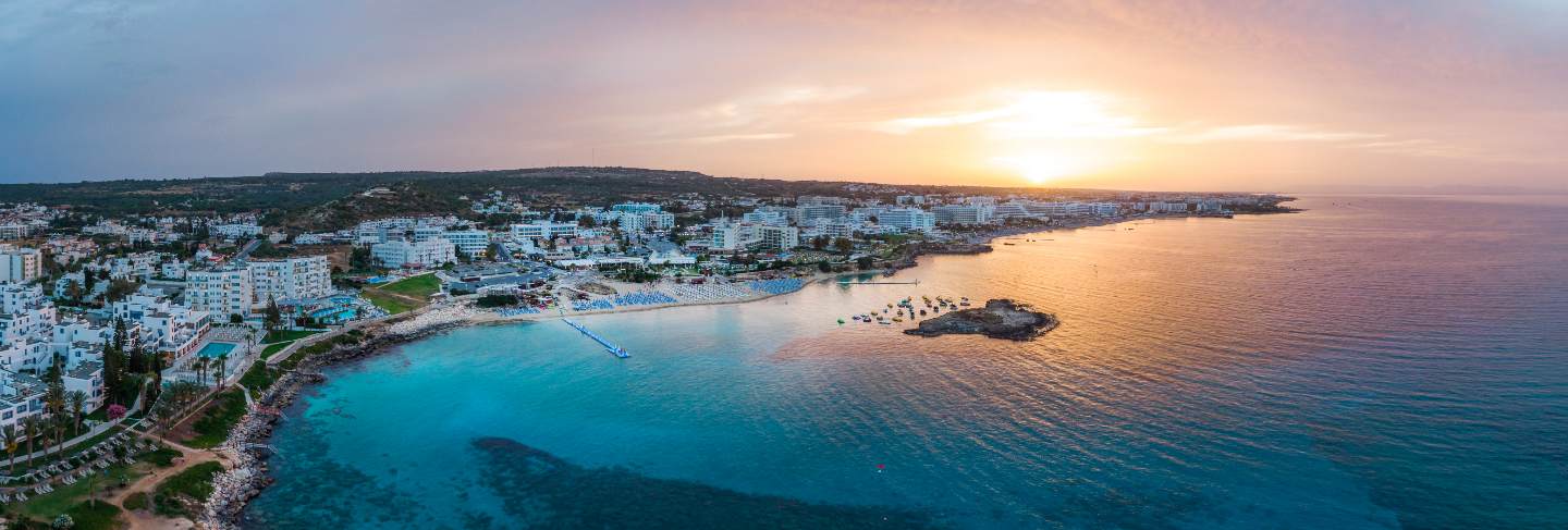 Protaras city at sunset in cyprus